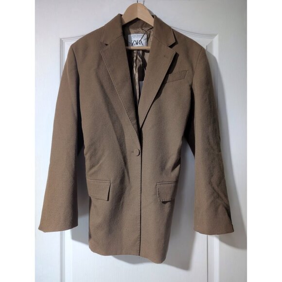 Zara | 100% Wool Fitted Blazer In Dark Camel - Picture 6 of 14